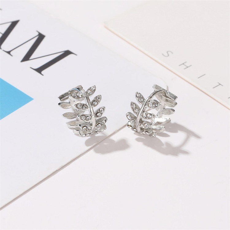 Cross-border earrings fashion diamond set leaf earrings cool air quality leaf earrings source manufacturers source ?